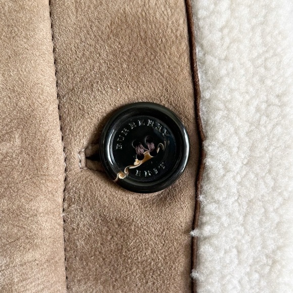 Burberry Shearling Wool Tan Beige Brown Suede Coat Jacket Size 6 - Picture 10 of 16